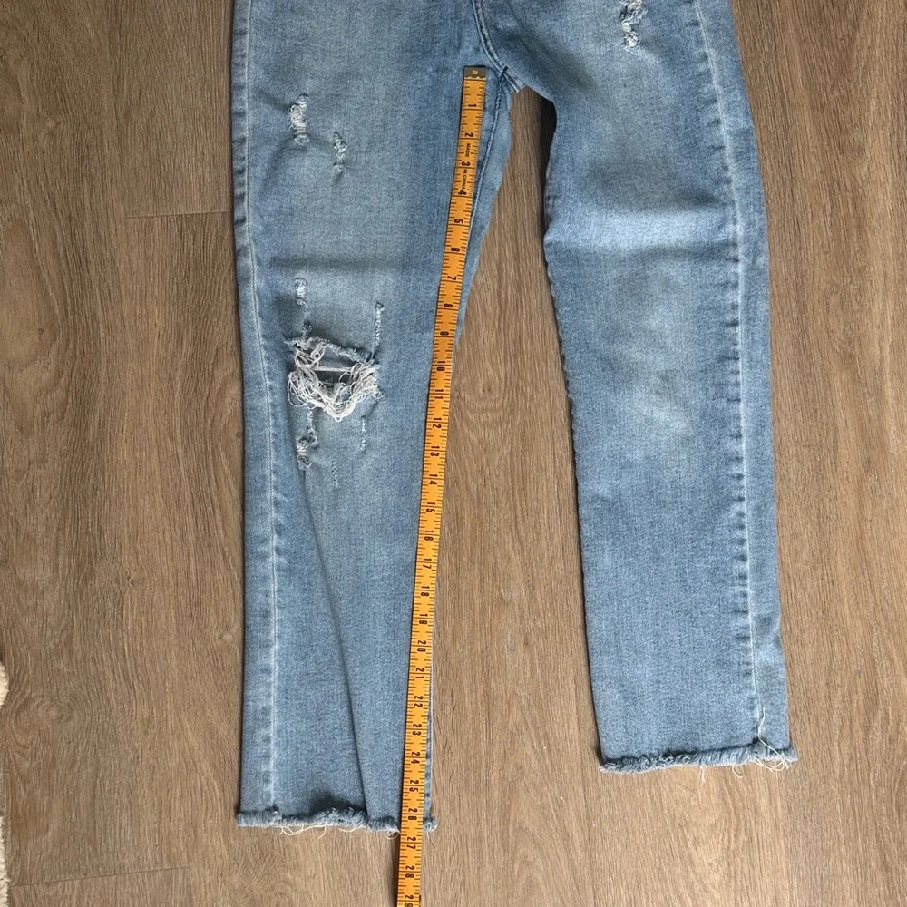 Just Black Light Blue Distressed Straight Leg Jeans - Picture 5 of 8